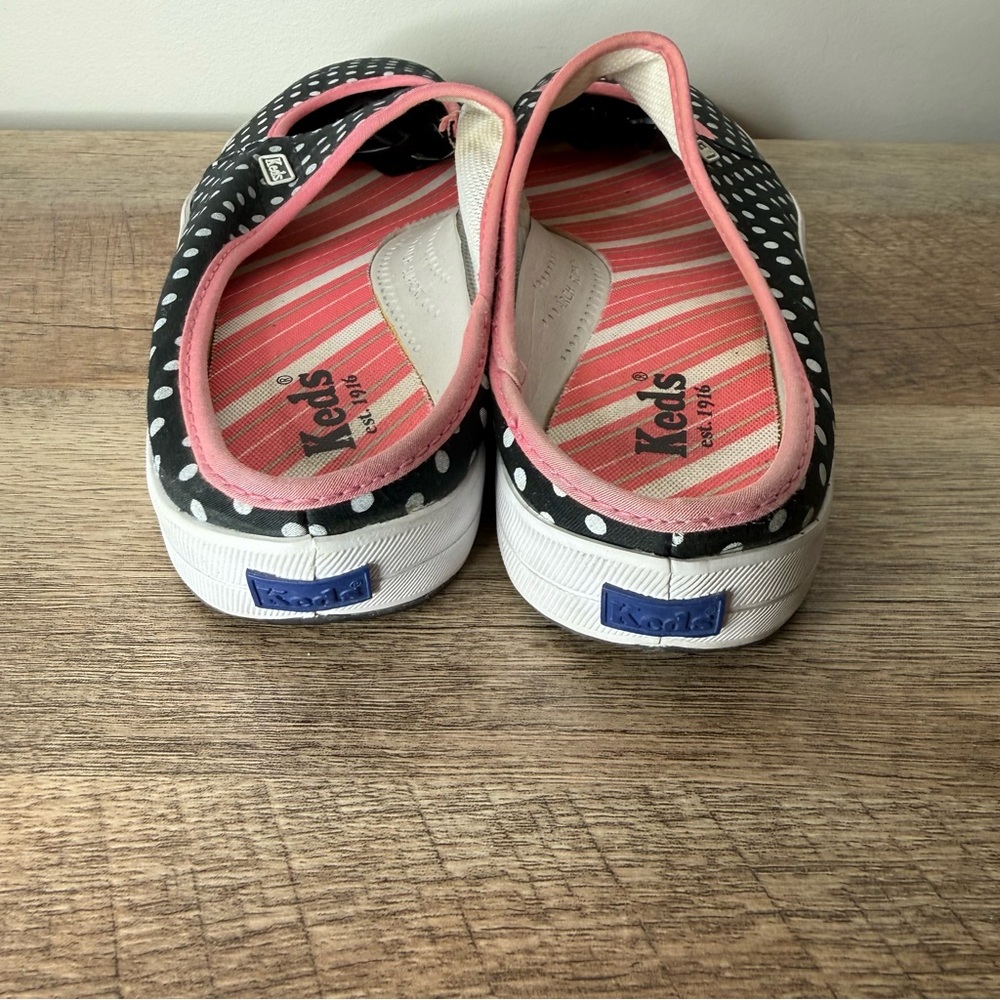 Keds Black Polka Dot Mary Jane Mules with Pink Trim - Picture 7 of 13